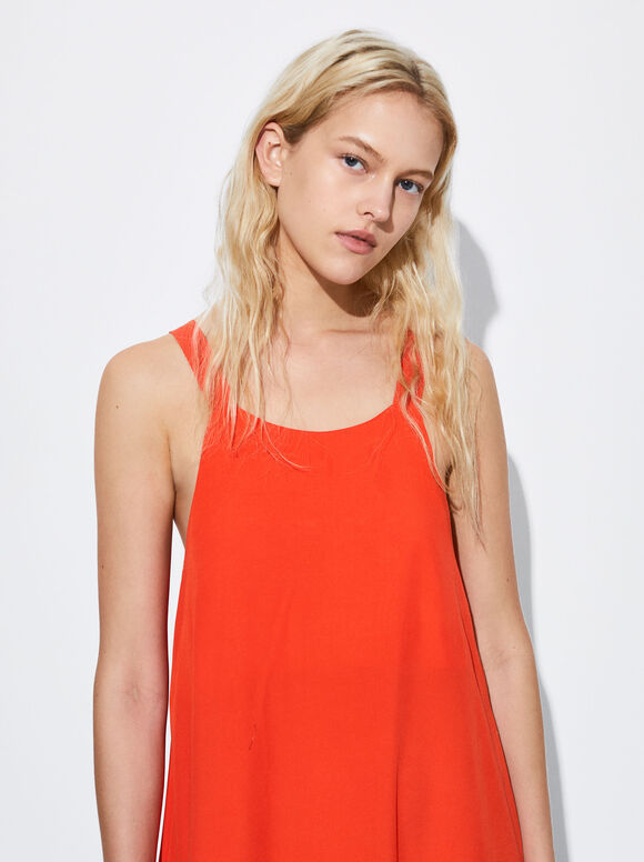 Vestido longo de alças finas - Laranja