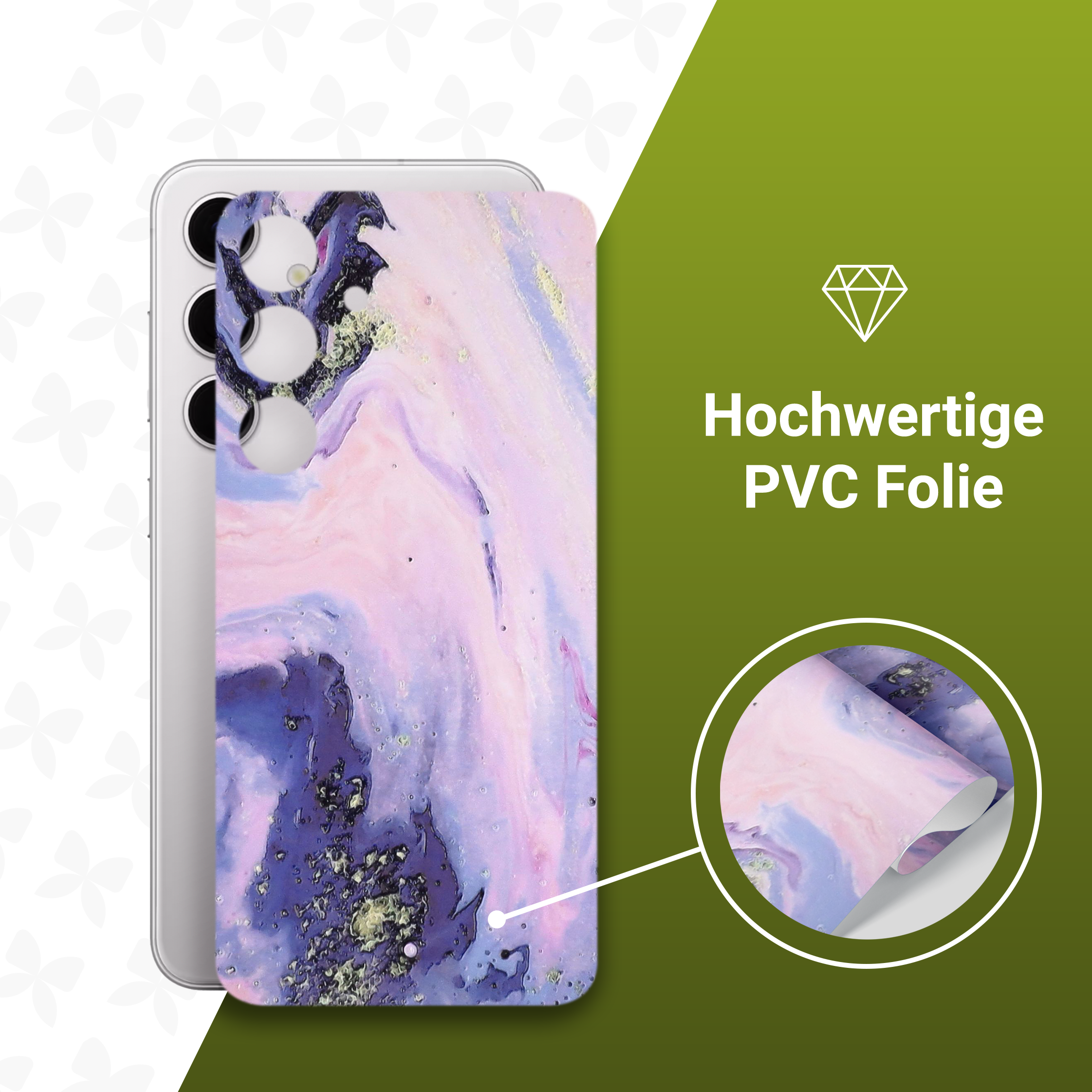 (2er Set) Samsung Galaxy S23 FE Backcover Schutzfolie Swiss Made - Blueberry Marble