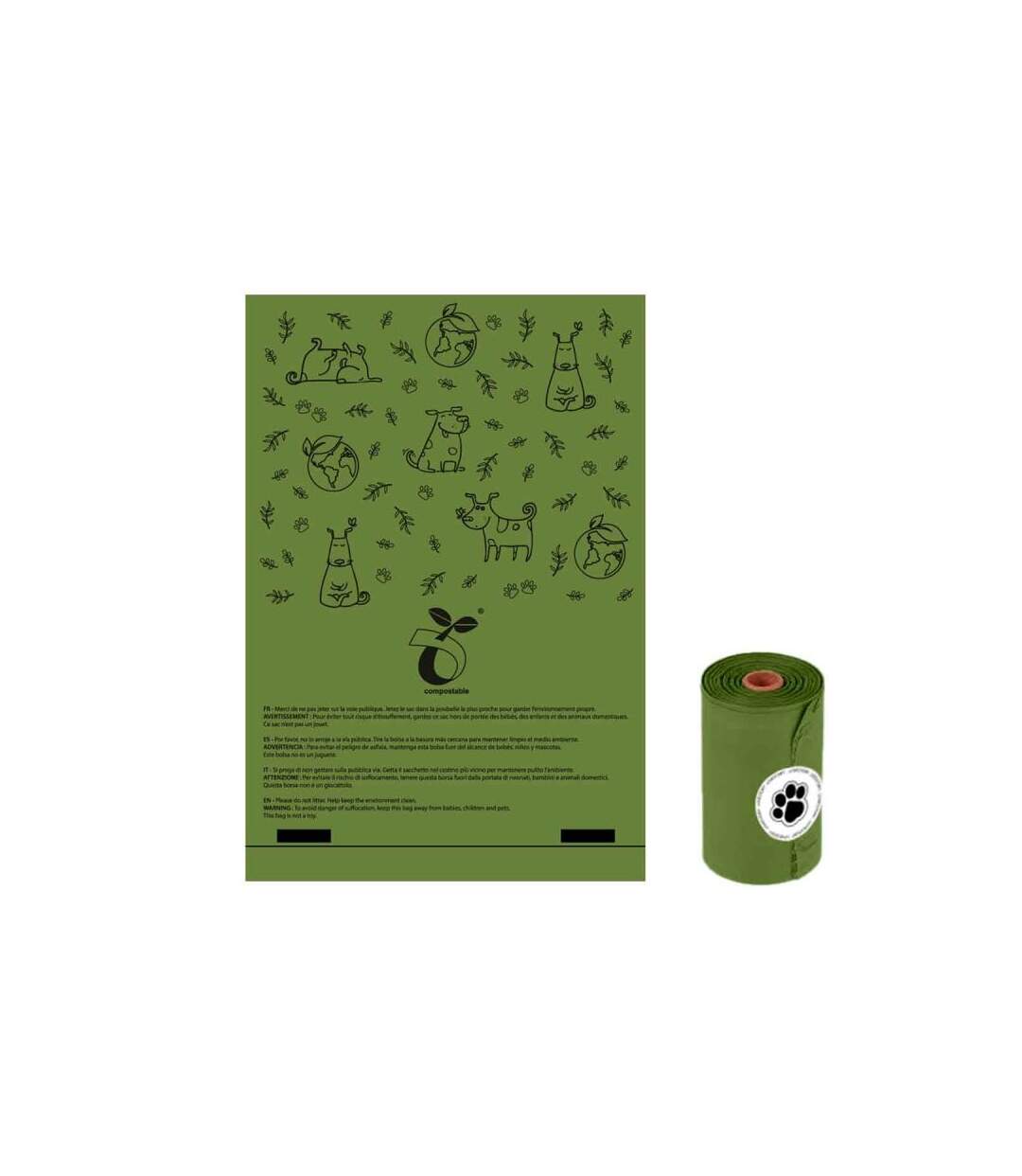 Paris Prix - Lot De 4 Recharges 15 Sacs à Excréments 16cm Vert