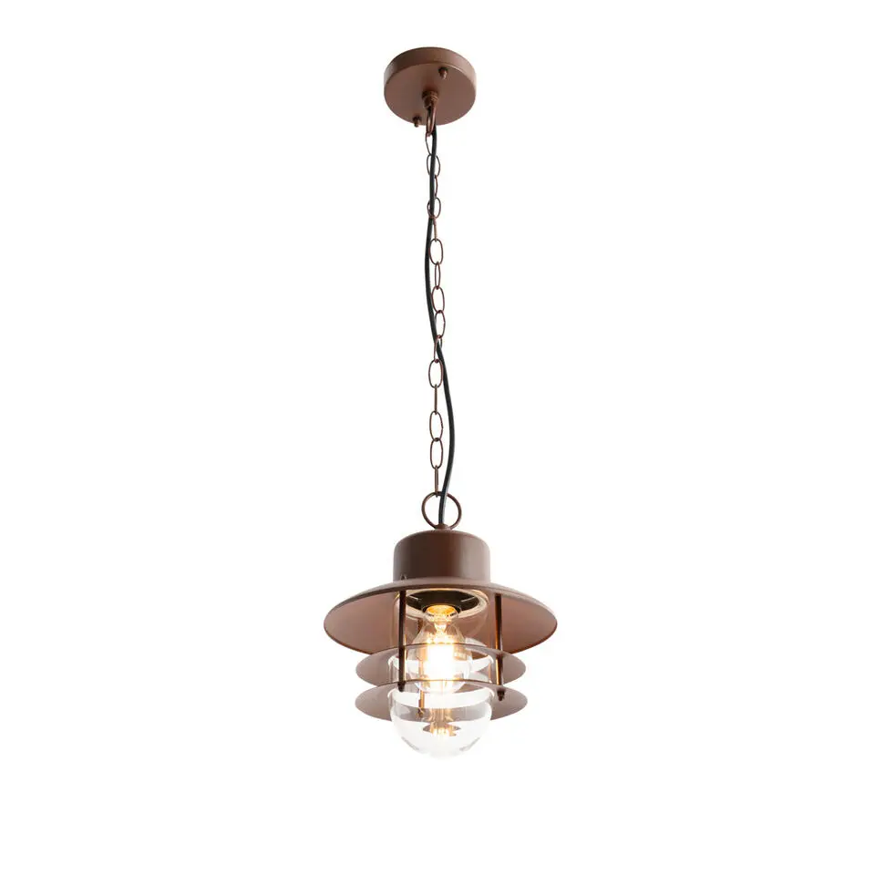 Qazqa hanglampen buiten shell bronskleurig e27