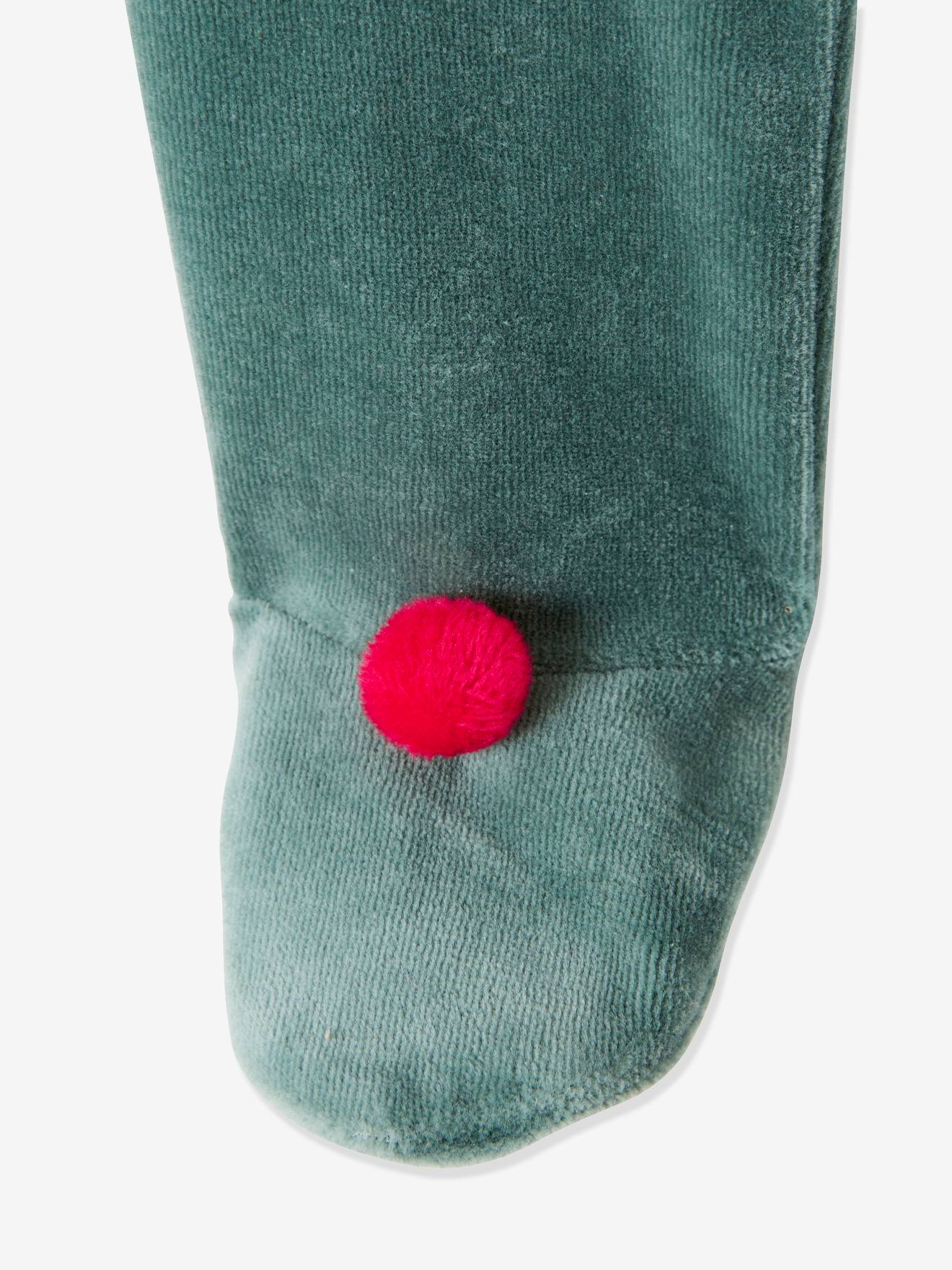 Conjunto de pijama de Natal unissex para bebê + gorro verde liso tamanho médio com estampas