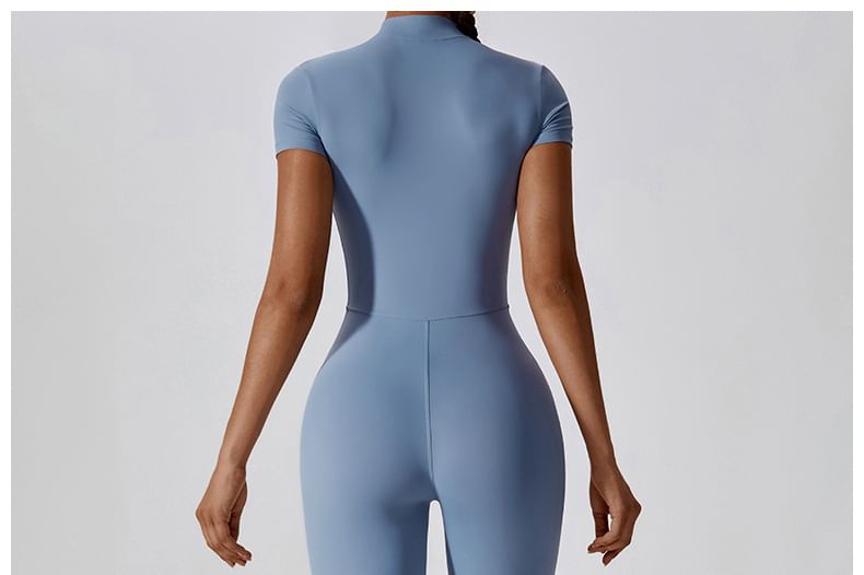 Skinniano - Sportjumpsuit met korte mouwen en halve rits
