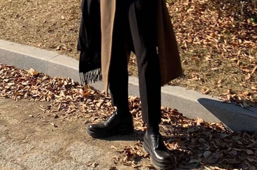 DragonRoad - Peak Lapel Plain Midi Double Breasted Coat