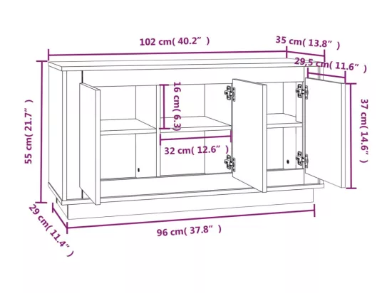 Buffet blanc 102x35x55 cm bois d'ingénierie