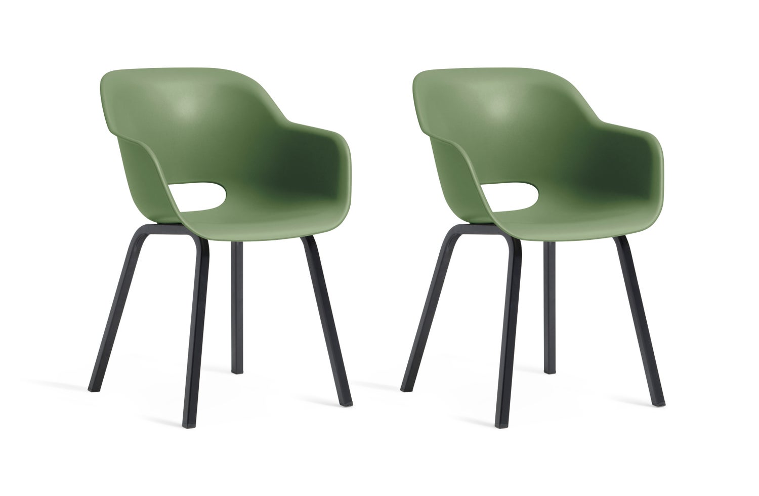 Keter Noa tuinstoel - 2 stuks - 55x56,5x80cm - metalen frame - olijfgroen - gerecycled plastic