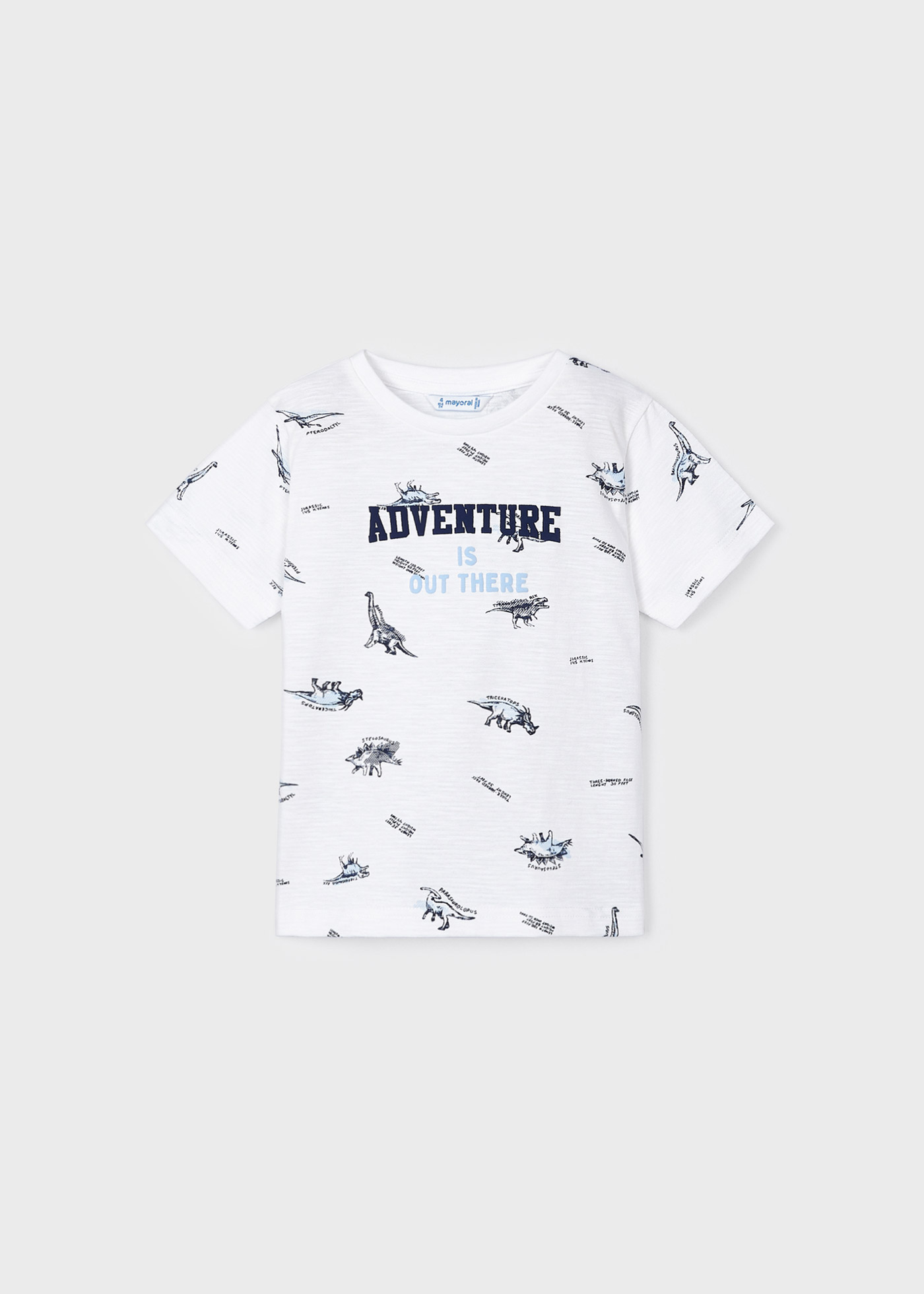 Camiseta estampada de manga curta para meninos, feita de algodão sustentável.