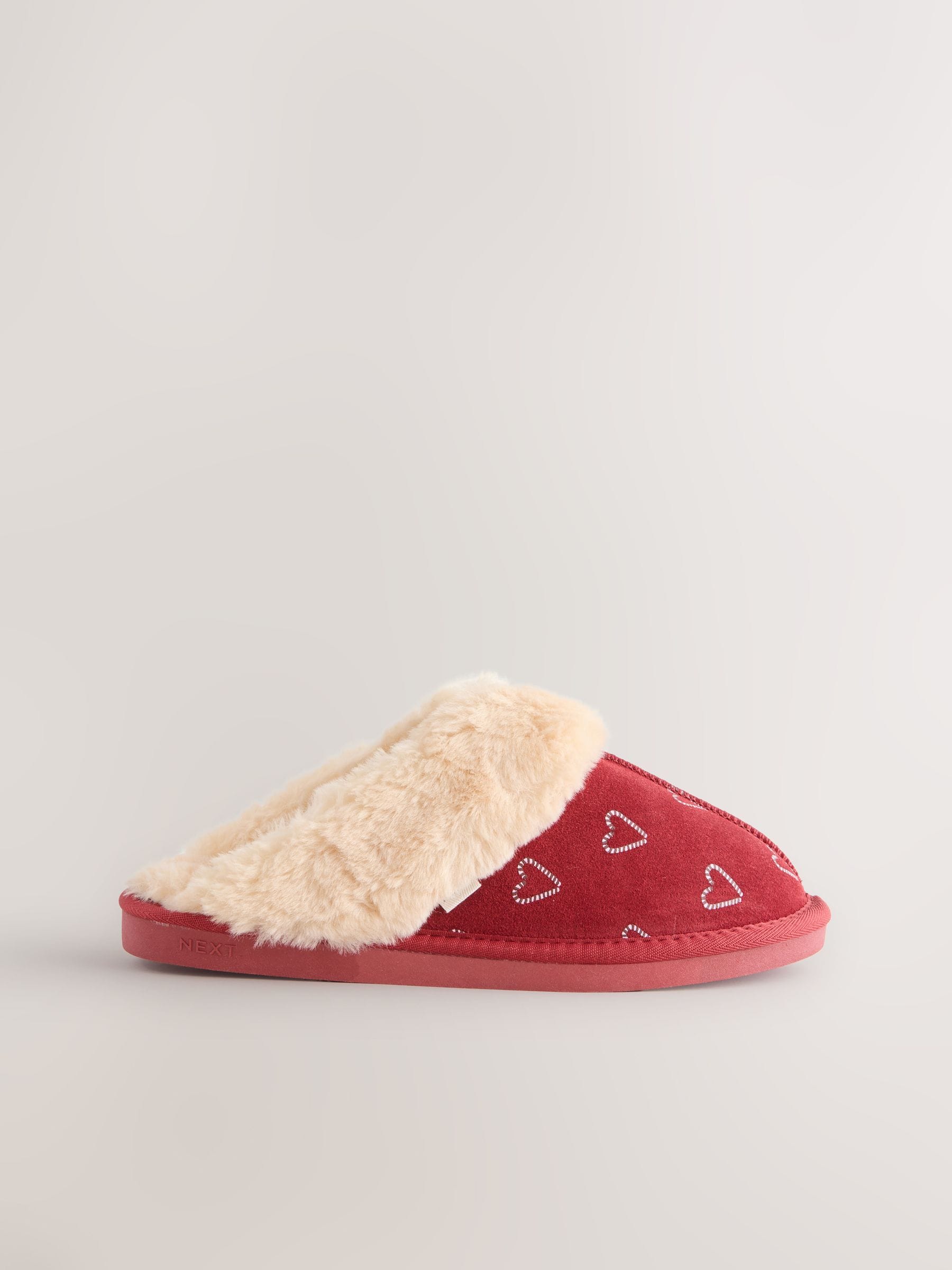 Rood met zuurstok - Faux Fur Suede Mule Slippers