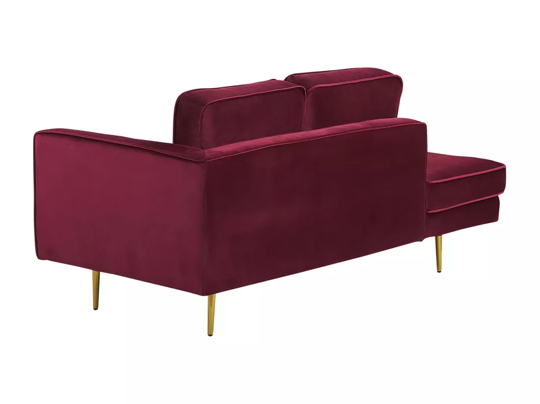 Chaise longue en velours rouge foncé côté droit MIRAMAS