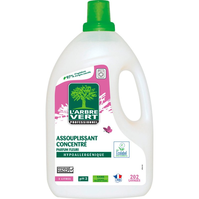 Assouplissant L’Arbre Vert concentré - 202 lavages - Bidon de 3 L