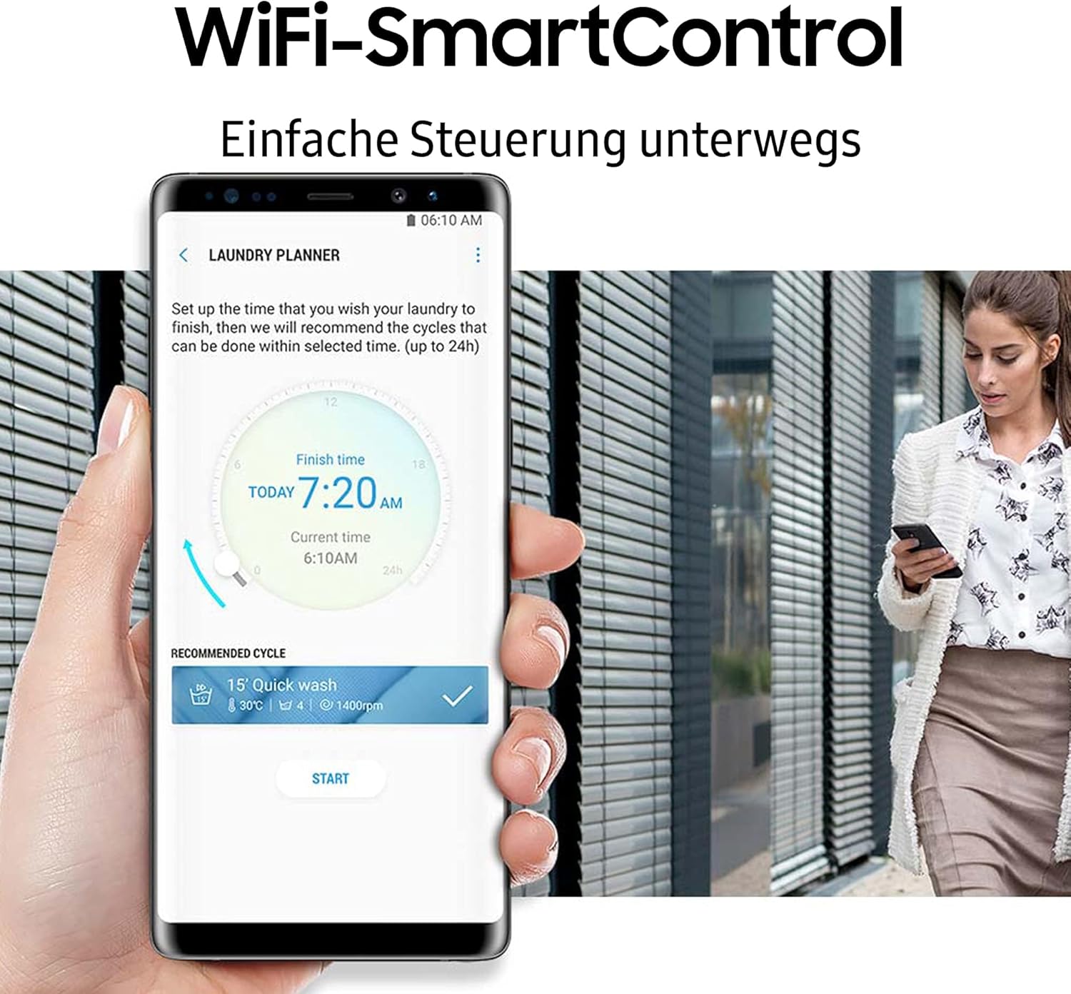 Samsung WD81T554ABW/S2 Waschtrockner, 8 bzw. 6 kg, 1400 U/min, AddWash, Ecobubble, Simple Control-Bedienkonzept, Air Wash, Hygiene-Dampfprogramm, Weiß