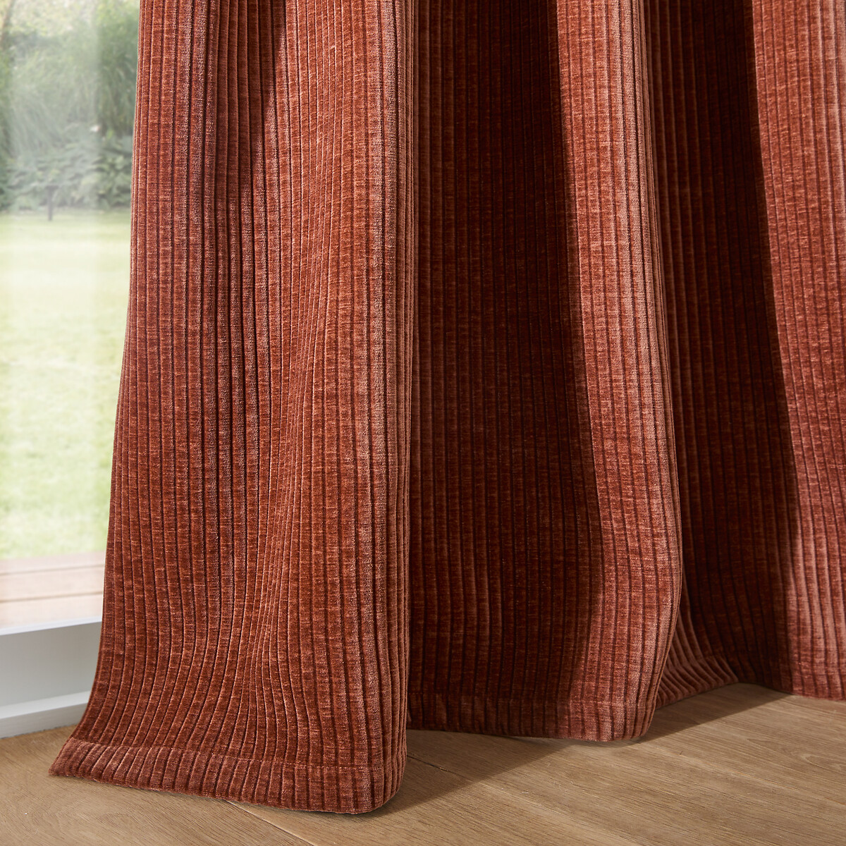 LA REDOUTE INTERIEURS<br>Cortina de veludo cotelê Carly com laços ocultos