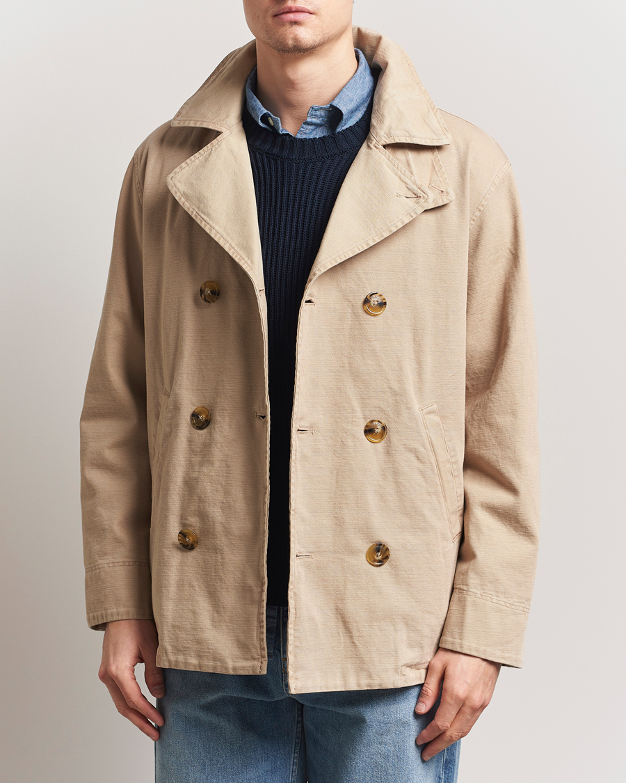 Baracuta Garment Dyed Canvas Peacoat British Khaki