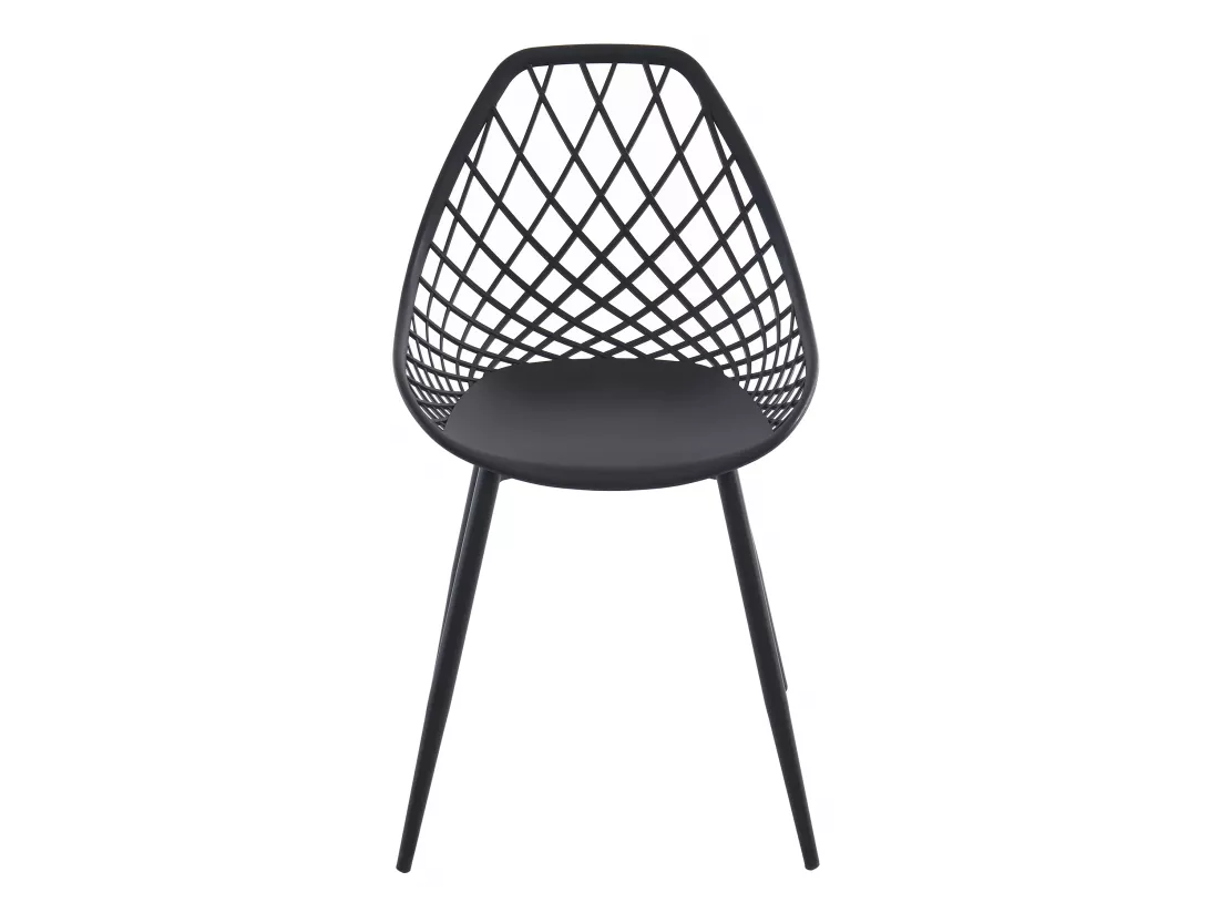 Lot de 2 chaises de jardin en polypropylène avec pieds en métal - Noir - MALAGA de MYLIA