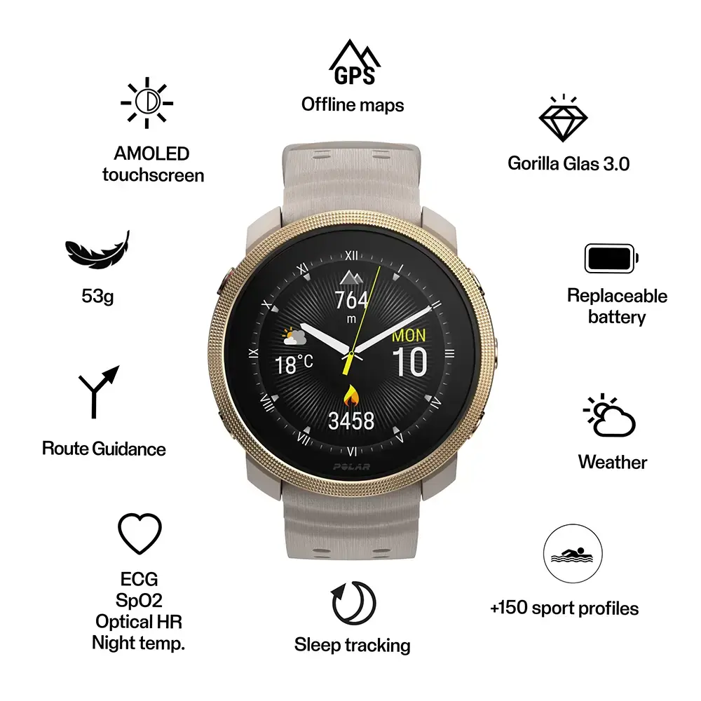 Polar Vantage M3 Sporthorloge Grijs/Goud S-L