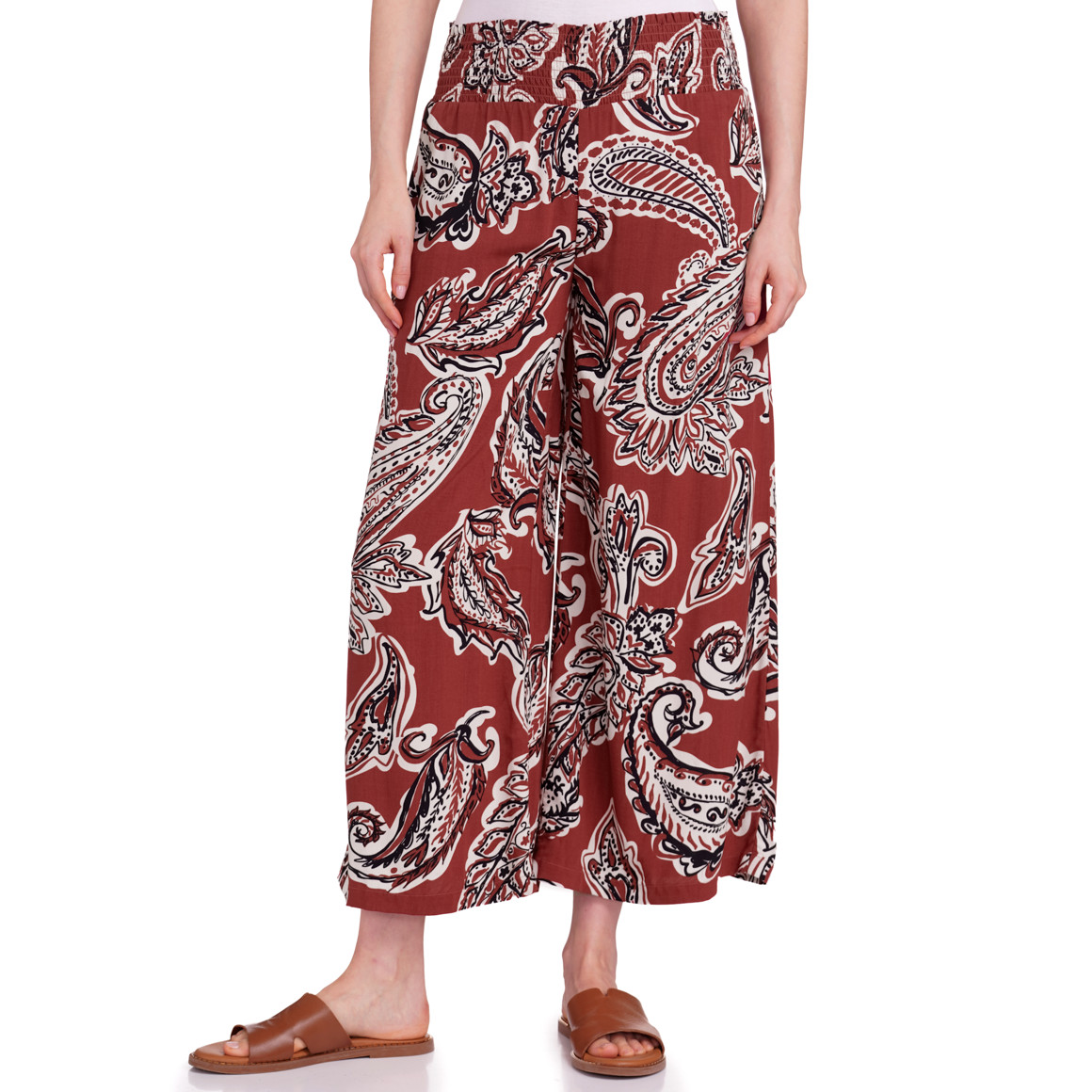 Gina Collection Damen Hose im Culotte-Style dunkelrot