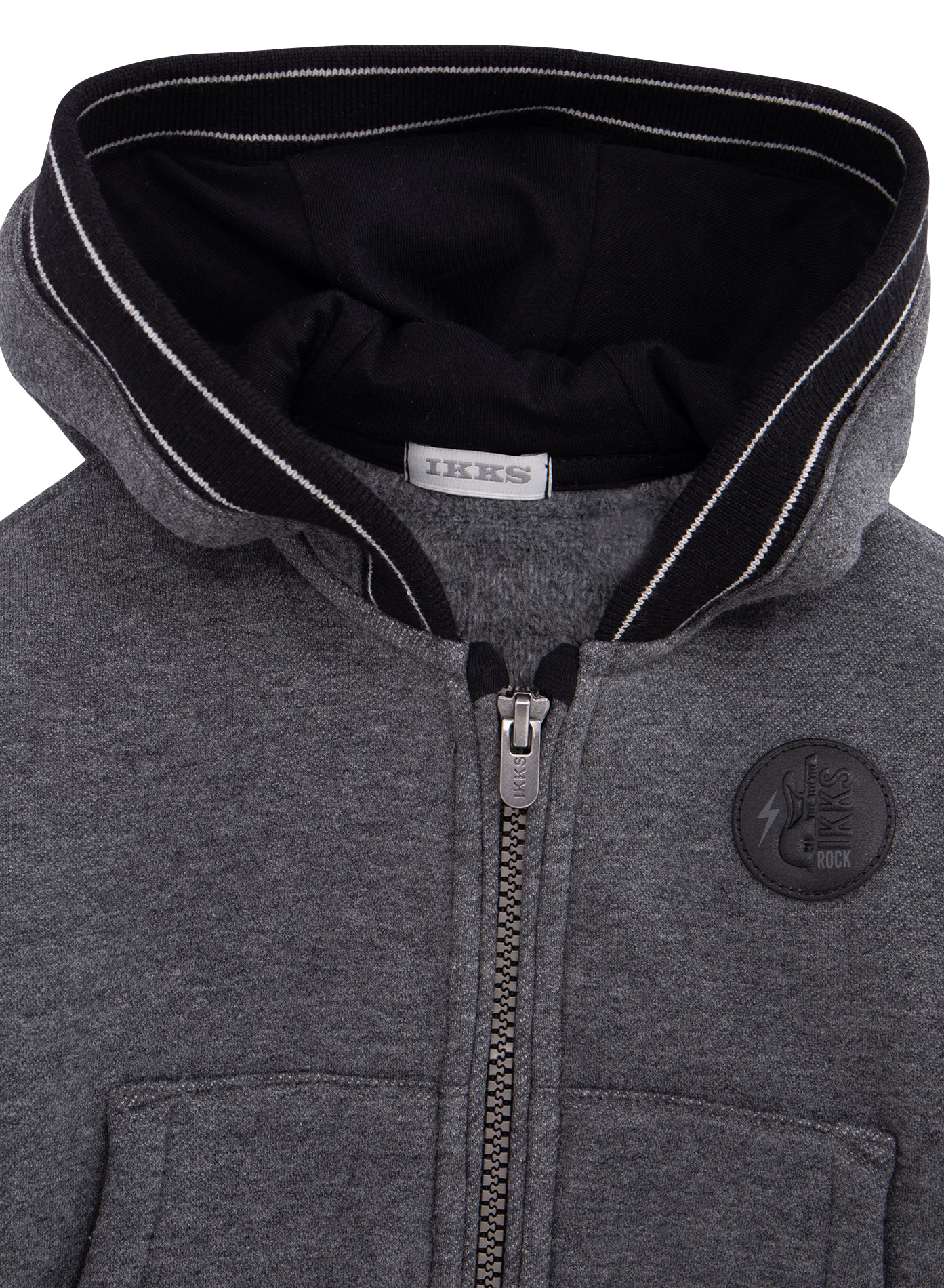Cardigan col rond droit à capuche | Gris