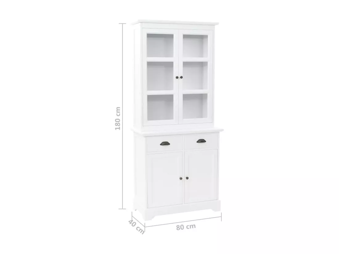 Vaisselier avec 4 portes MDF et Bois de pin 80x40x180 cm