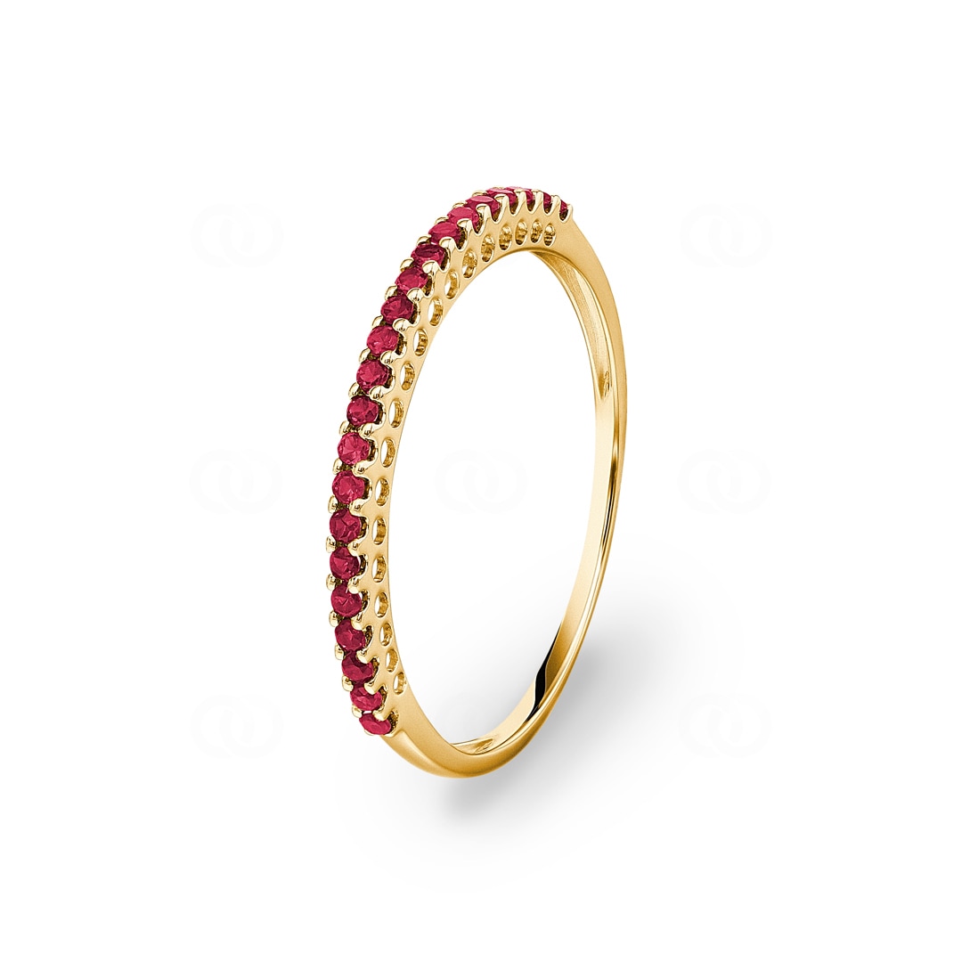 Mémoire Ring 750/18 K Gelbgold mit Rubinen