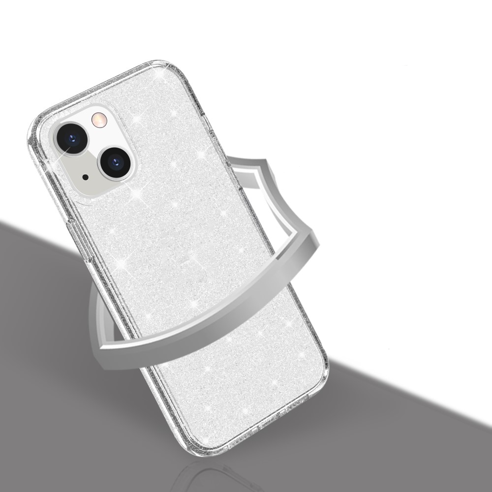 iPhone 13 Hybrid Hardcase Schutzhülle im Glitzer Design - Gold / Transparent