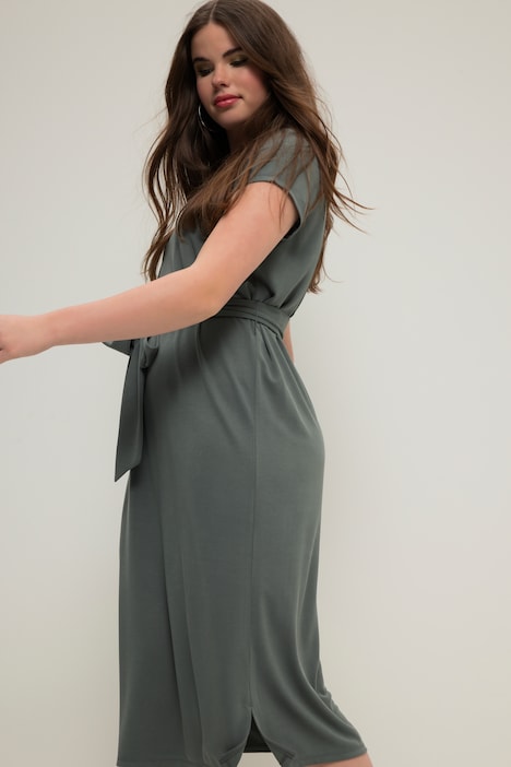Midikleid, A-Line, Jersey, Rundhals, Halbarm