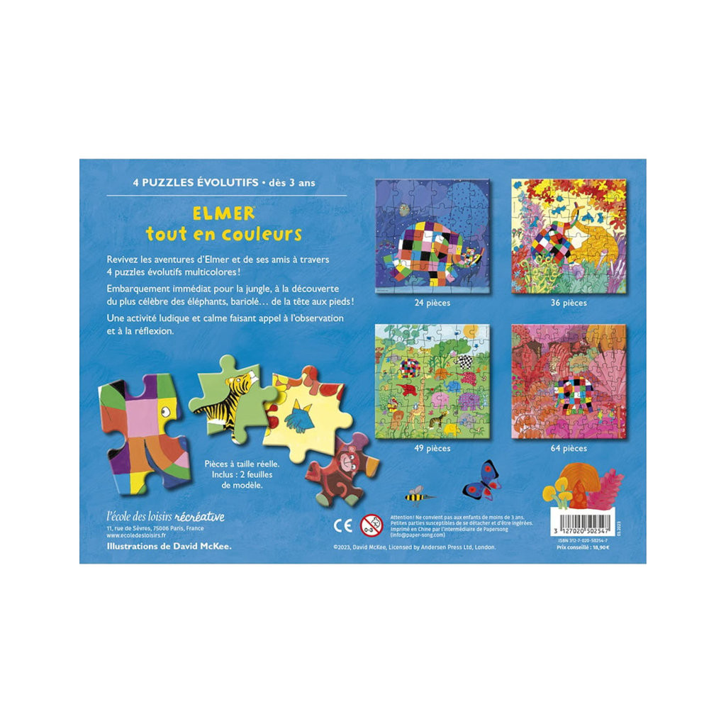 Elmer - Tout en Couleurs - Puzzles Evolutifs