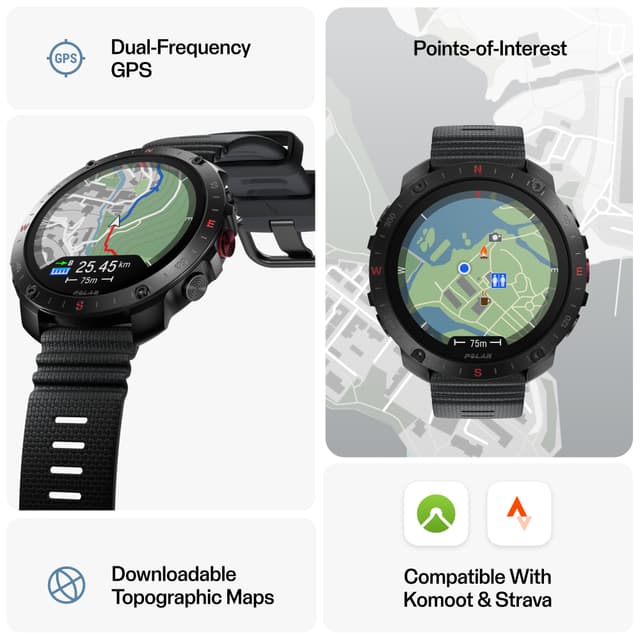 Polar Grit X2 Pro sportsur S-L med pulsmåler (sort)