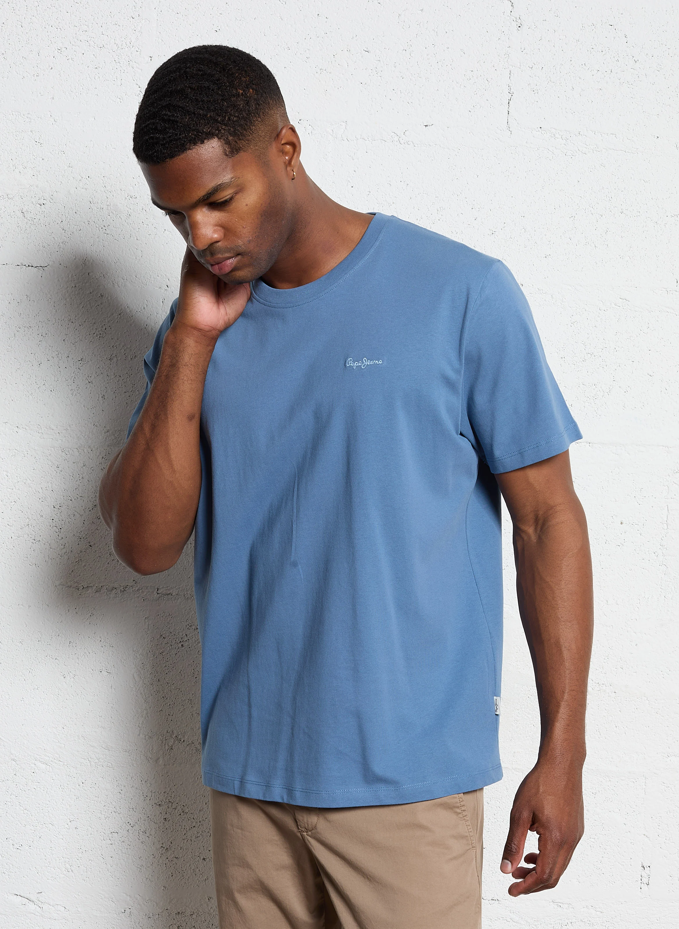 CONNOR - Tee-shirt col rond en coton | Bleu