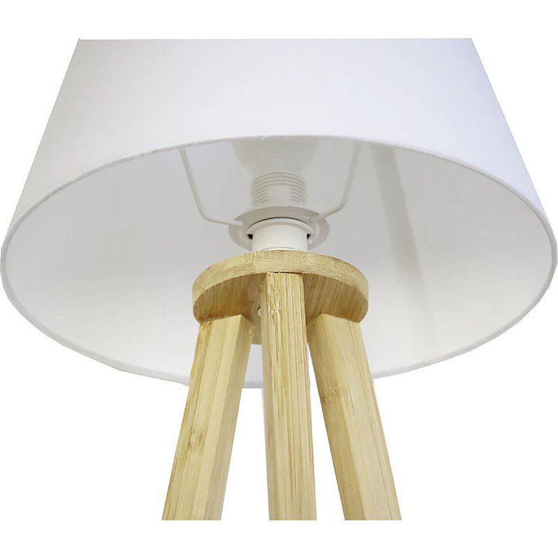 Lampe de bureau Led Unilux avec abat jours sur trépied en bambou katy blanc bambou