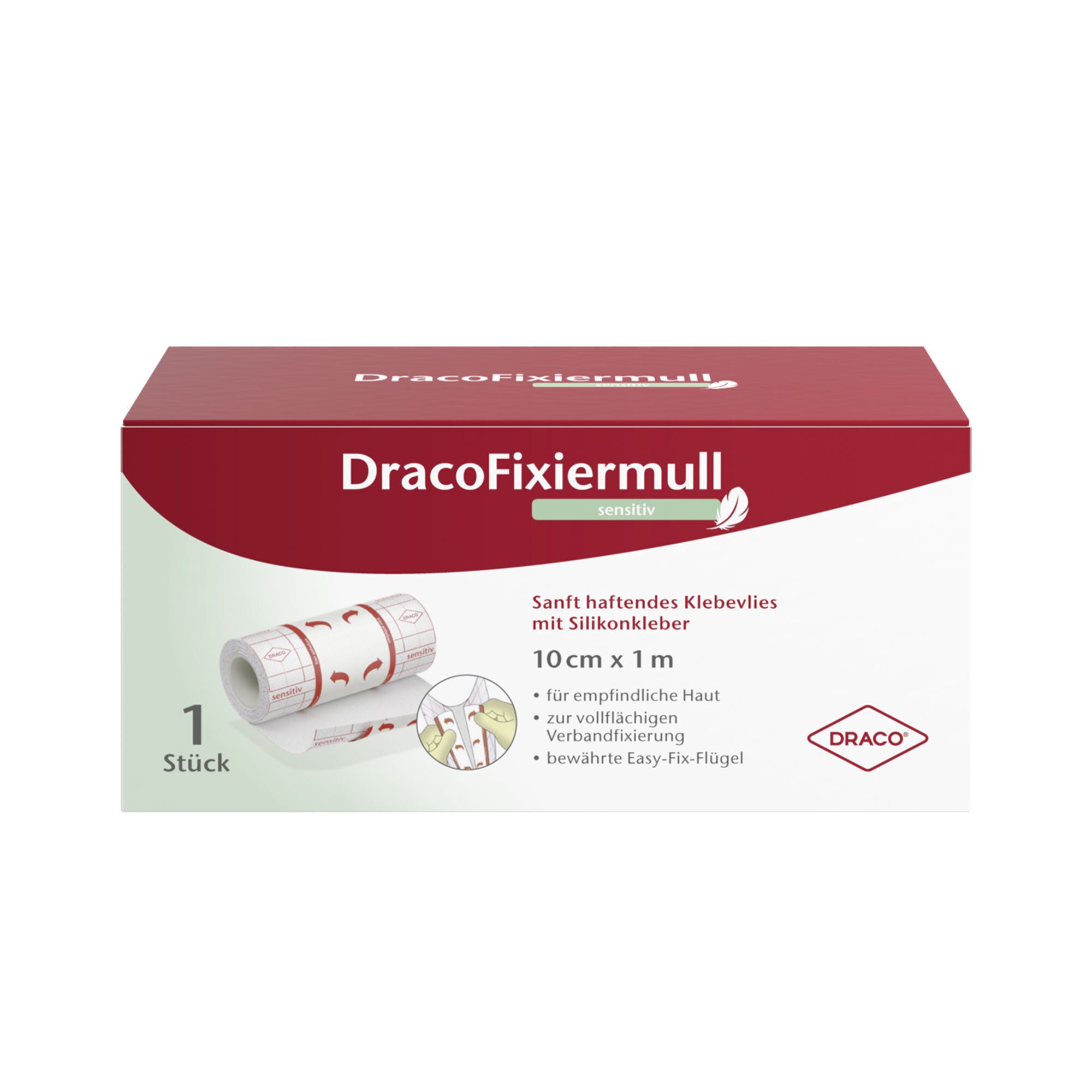 DracoFixiermull sensitiv 10 cm x 1 m
