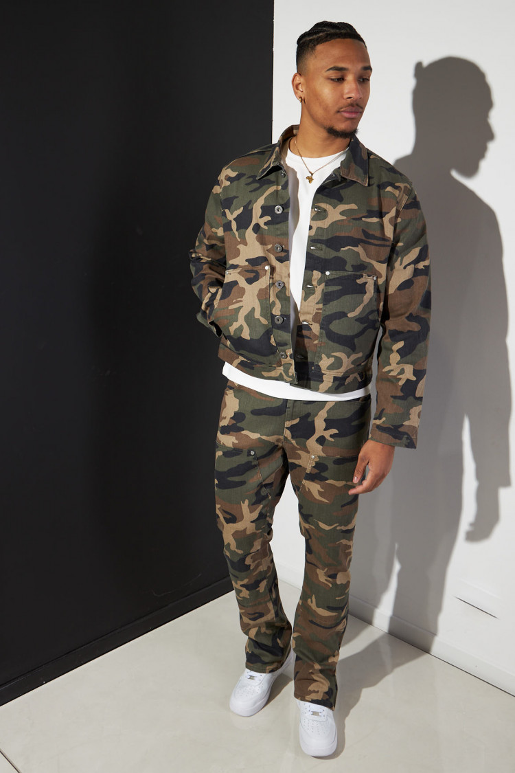 Ensemble 2 pièces veste + jean kaki camouflage