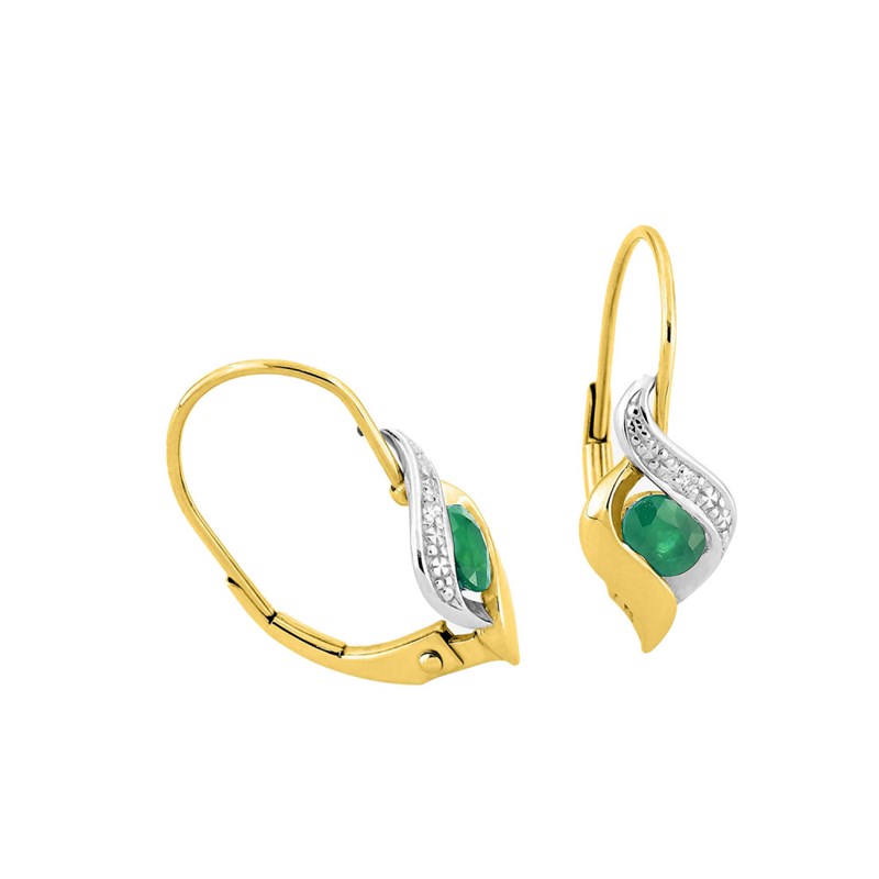Boucles d'oreilles femme - Emeraude - Or 18 Carats