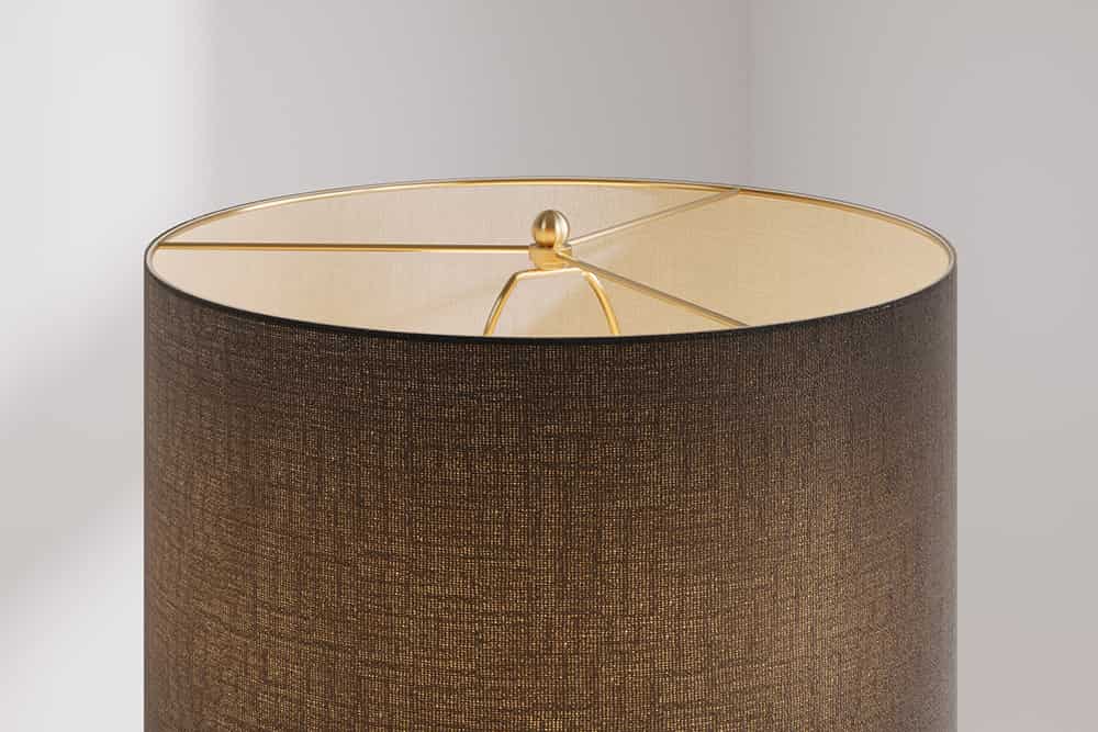 Moderne Tischlampe ELEGANCIA 70cm schwarz gold Keramik rund Stoffschirm