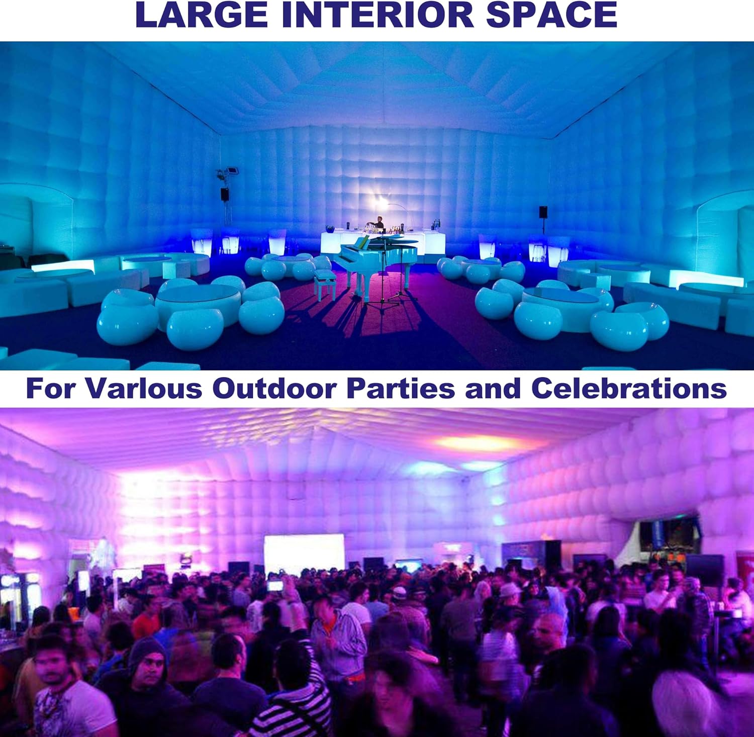 SAYOK Aufblasbares Disco-Zelt 5.4m Nightclub Party Cube Zelt Großes tragbares Veranstaltungshaus mit Logo-Bereich für Geburtstag, Schulveranstaltungen, Hinterhof-Party, Vermietung Geschäft (Black)