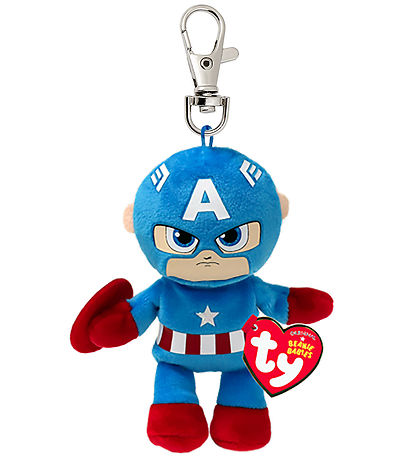 Ty N?glering m. Bamse - Beanie Babies - 10 cm - Marvel Captain A