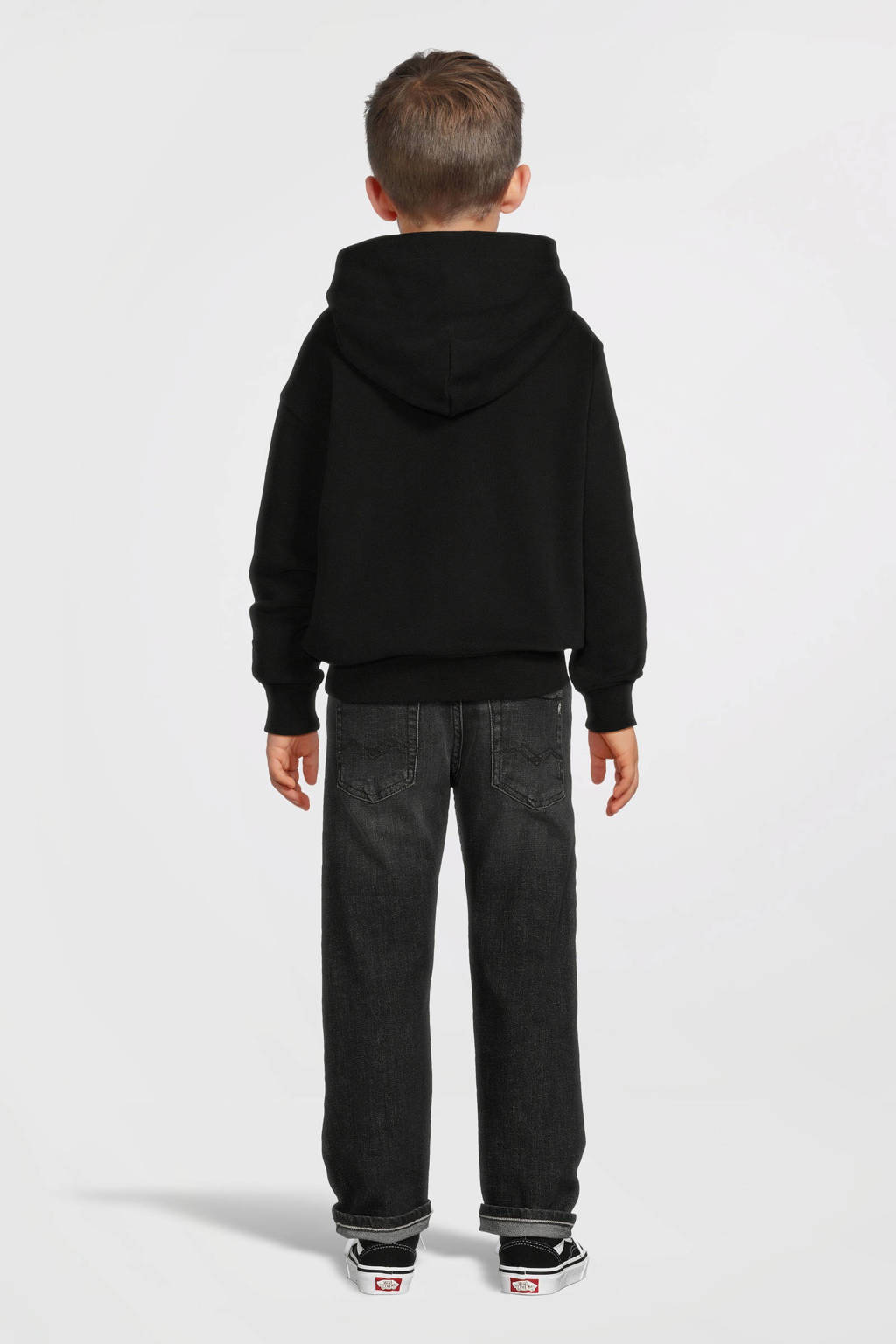 REPLAY hoodie met logo zwart