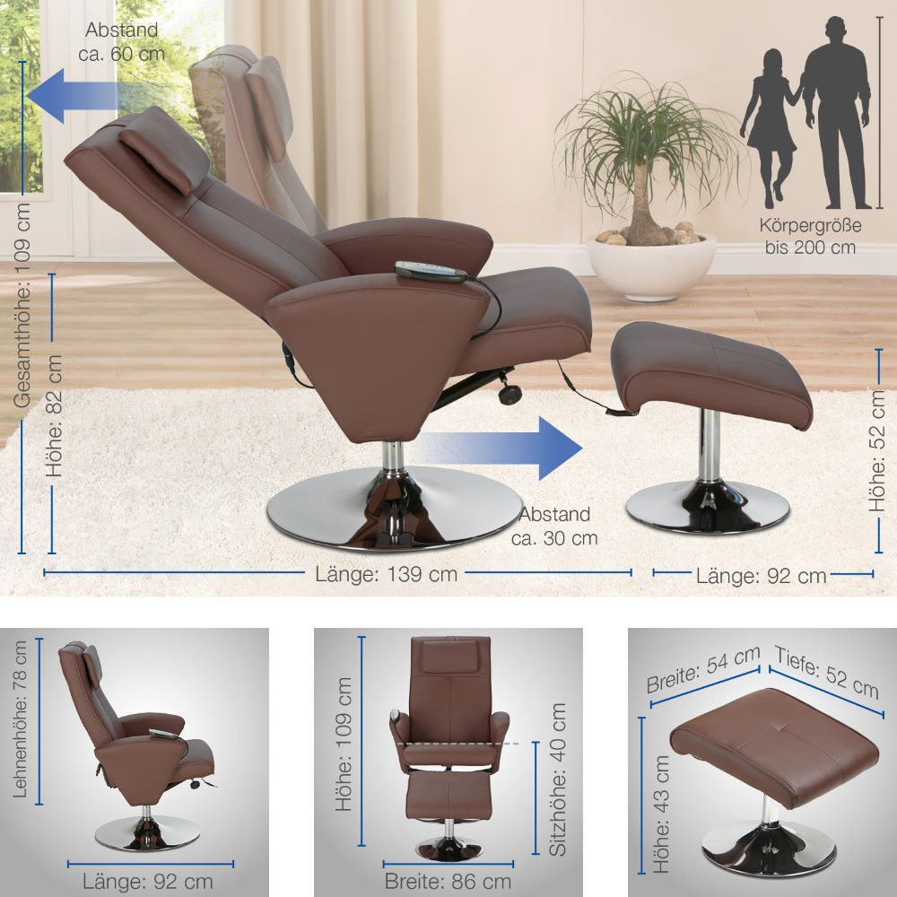 aktivshop Relaxsessel mit Massagefunktion & Hocker »Design«