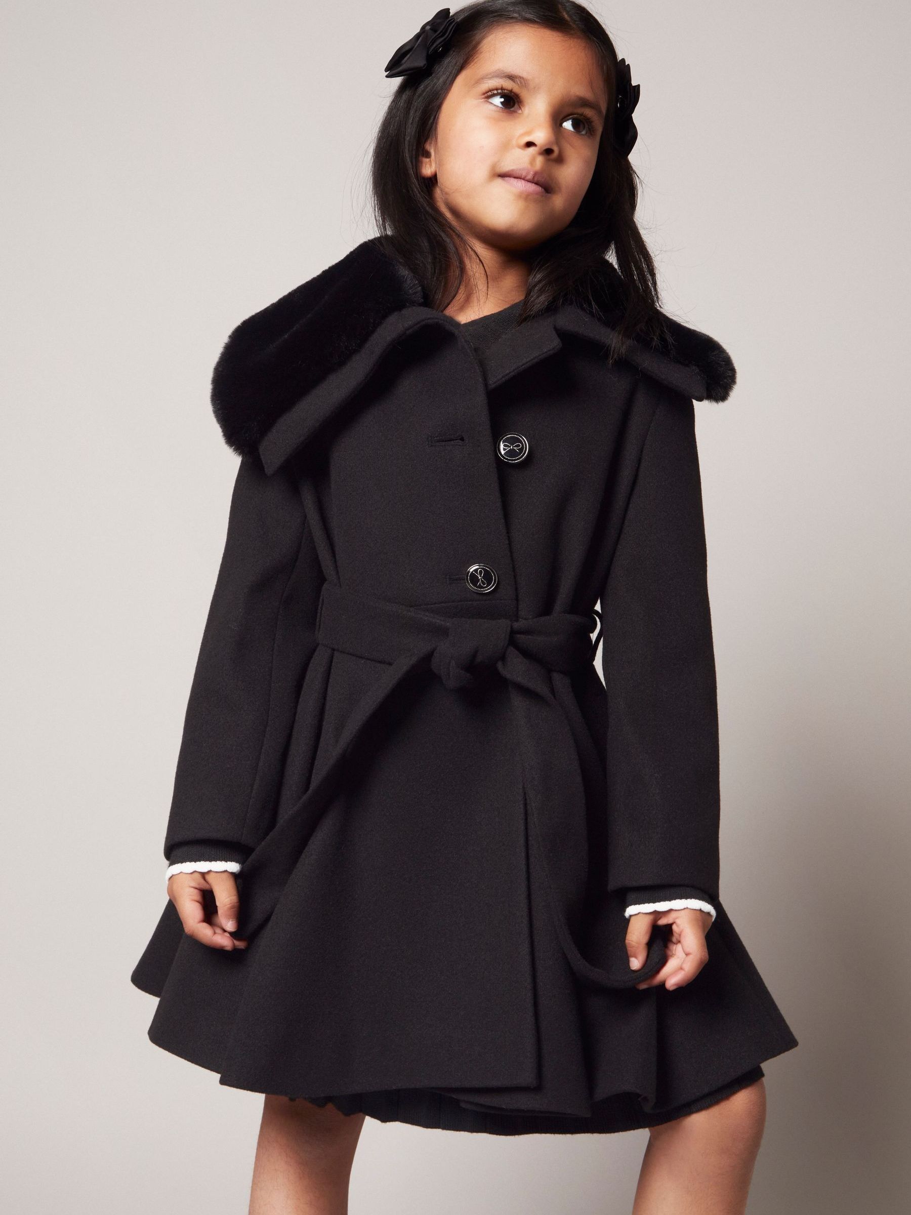 Monsoon Fluffy Collar Belted Puffer Coat