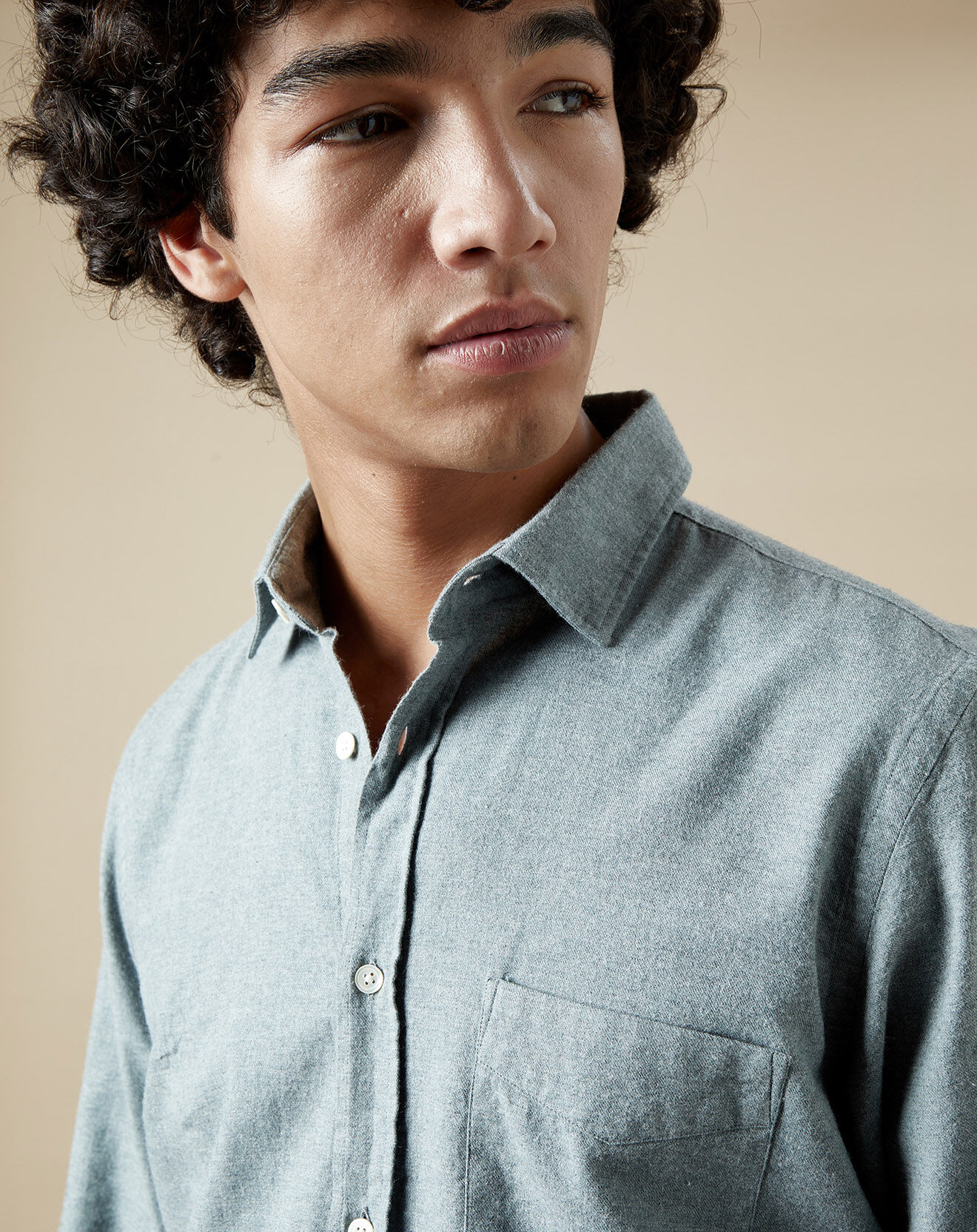 Hartford Chemise en Flanelle slim Storm amande