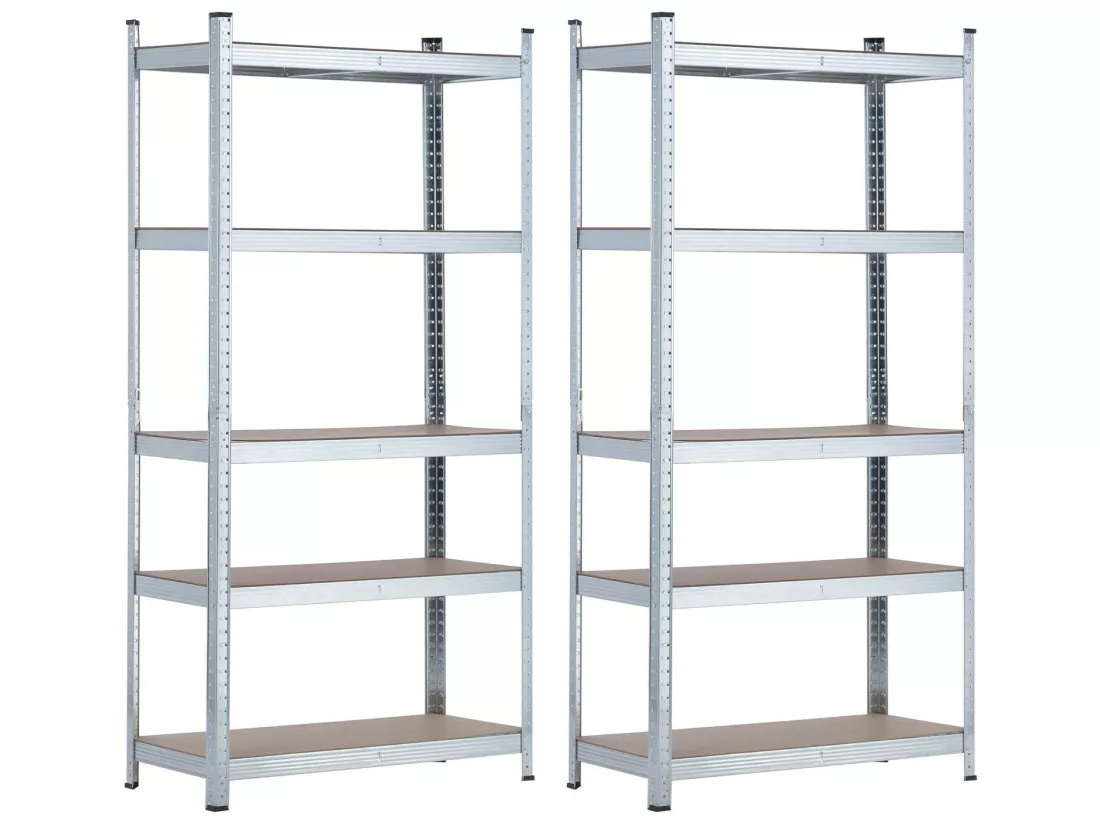Pack 2 Rayonnages modulaires avec 5 étagères réglables 180x90x40cm 875Kg O91