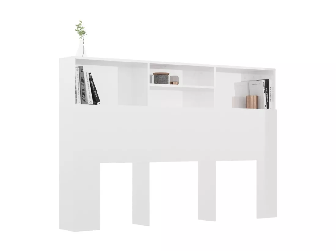 Armoire de tête de lit Blanc brillant 160x19x103,5 cm