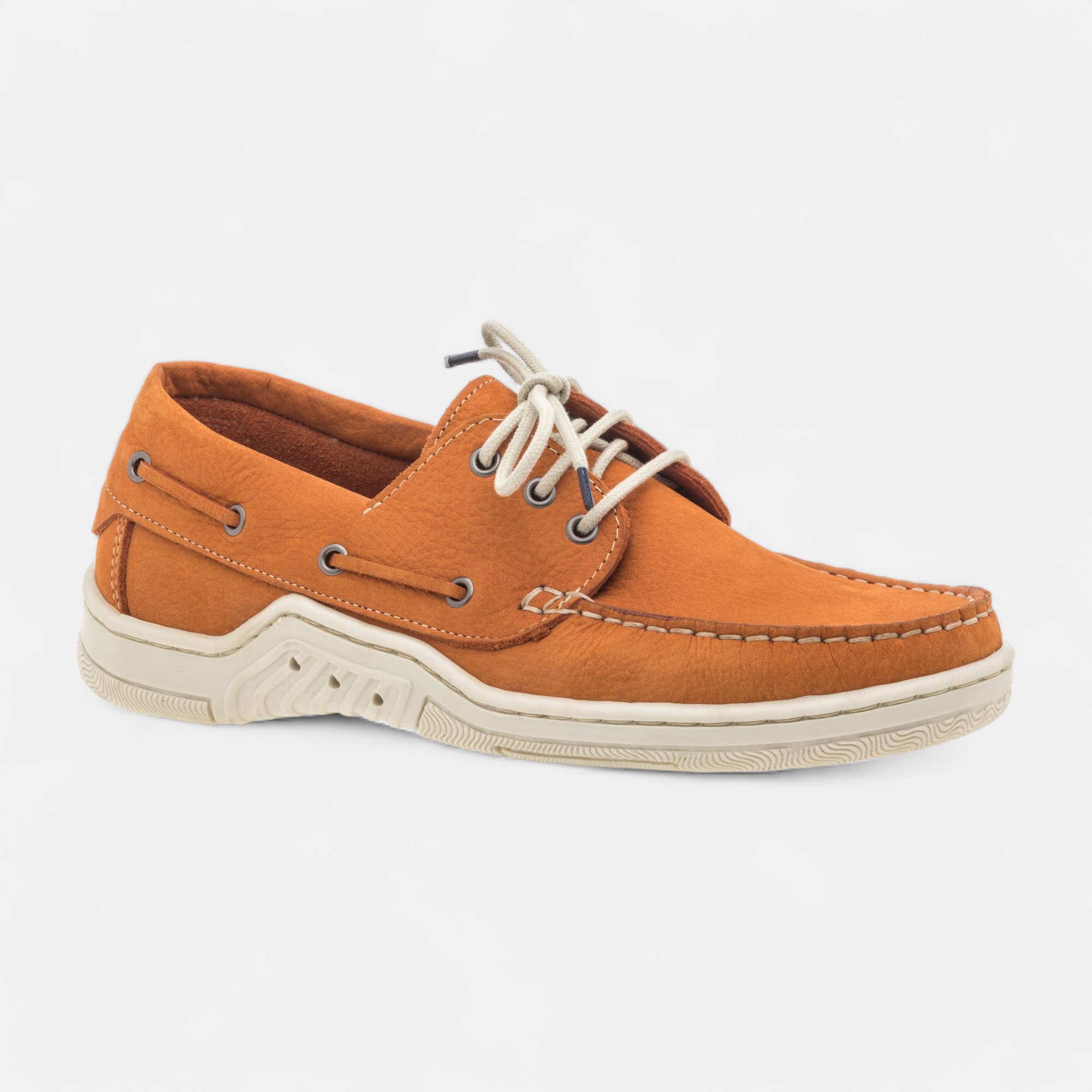 Chaussures bateau Homme en cuir orange