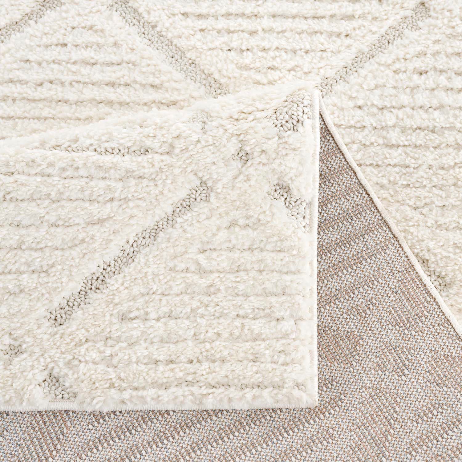 my home Hochflor-Teppich »Tammo« rechteckig 20 mm Höhe Läufer, weich, uni, Rauten-Optik, Hoch Tief Struktur, Wohnzimmer