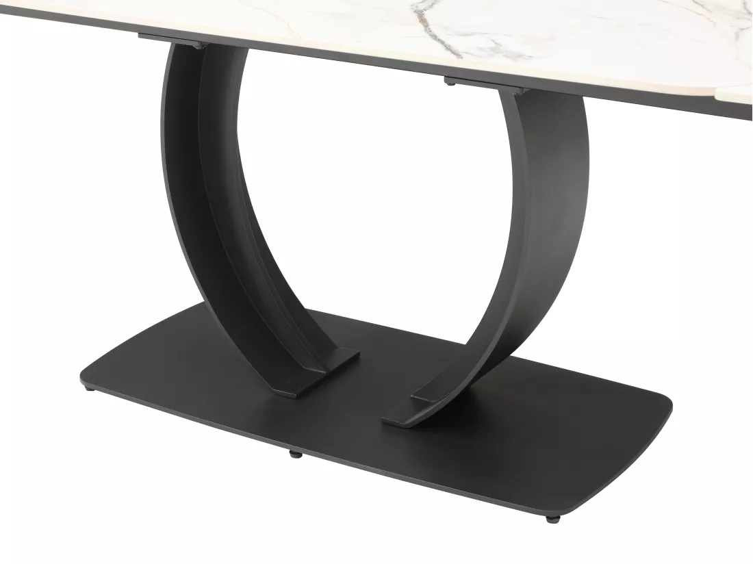 Table à manger extensible 6 à 10 personnes en céramique et métal noir - Effet marbre blanc - OLIFIA de Maison Céphy