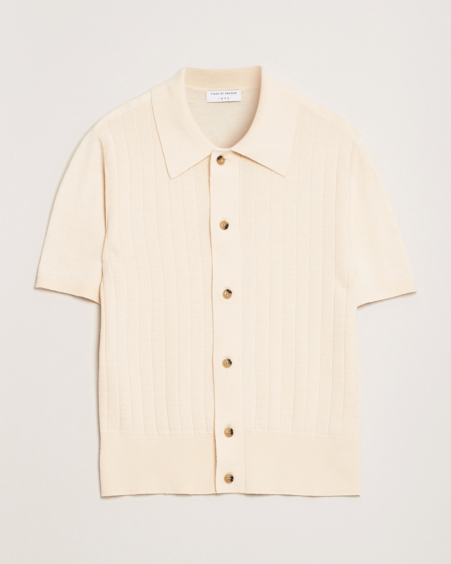 Tiger of Sweden Araawen Knitted Short Sleeve Shirt Off White