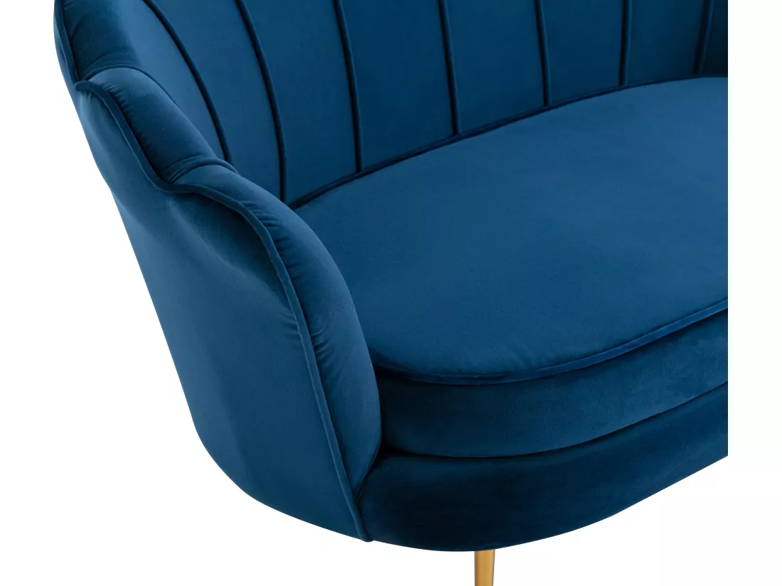 Canapé 2 places et fauteuil coquillage en velours bleu nuit DANDELION de Pascal Morabito
