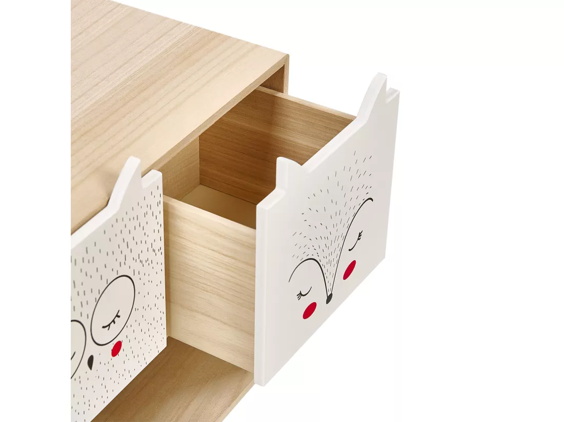 Table de nuit à 2 tiroirs RUPERT Marron clair