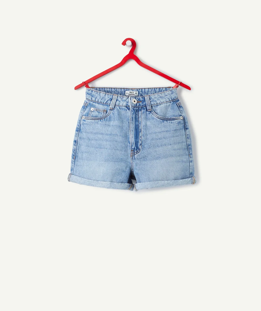 short taille haute fille en denim low impact coupe large