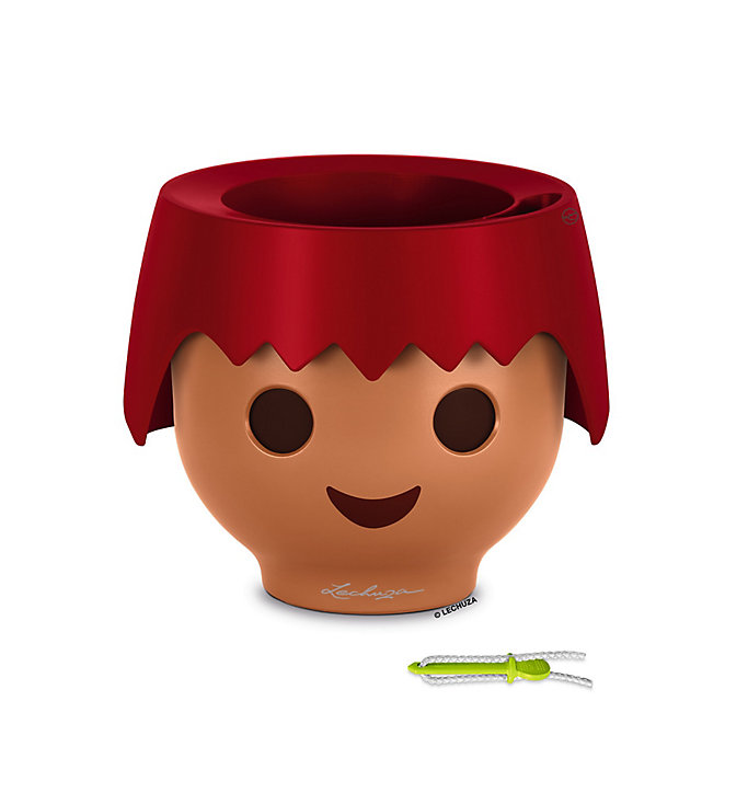 Pot Lechuza Tête Playmobil rouge feu Ø21 x h.15,8 cm