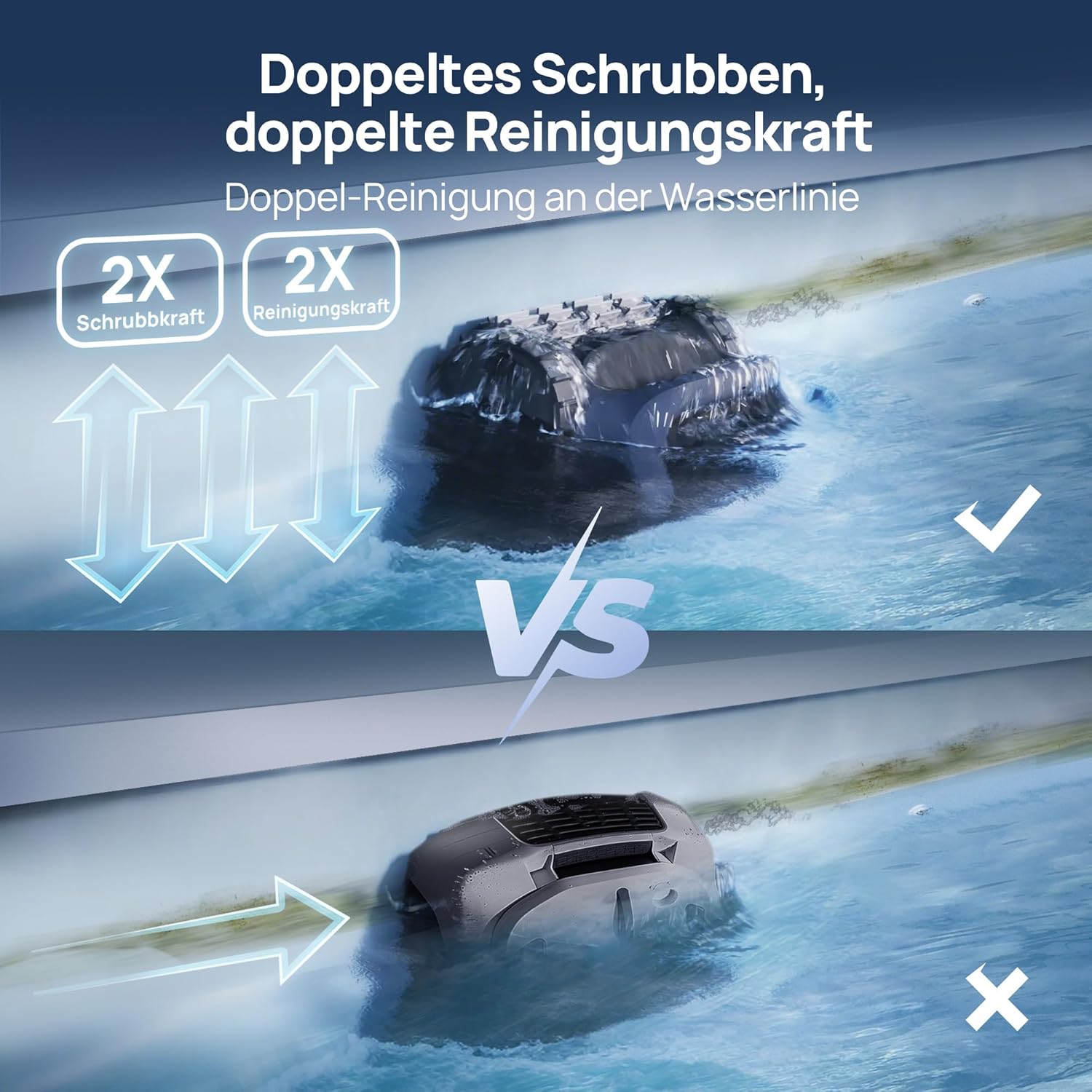 Beatbot AquaSense 2 Poolroboter, Akku Poolsauger mit Oberflächen-Parkfunktion, Poolreiniger Boden und Wand, Doppelte Reinigung der Wasserlinie, für Pools bis zu 300 m²