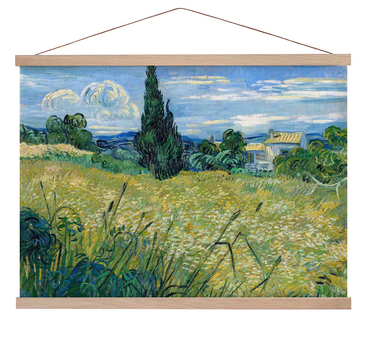 Grünes Weizenfeld mit Zypresse von Van Gogh